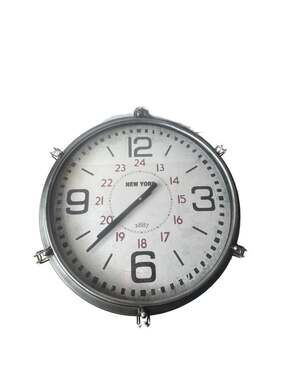 Vintage  Style New York 1887 Metal Porthole Wall Clock